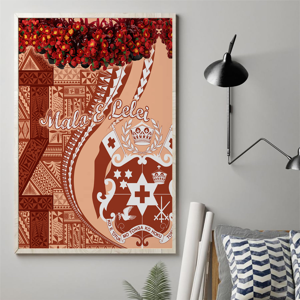 Vintage Tonga Kahoa Heilala Flower Canvas Wall Art LT9 - Polynesian Pride