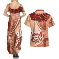 Vintage Tonga Kahoa Heilala Flower Couples Matching Summer Maxi Dress and Hawaiian Shirt LT9 - Polynesian Pride