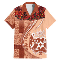 Vintage Tonga Kahoa Heilala Flower Family Matching Mermaid Dress and Hawaiian Shirt LT9 Dad's Shirt - Short Sleeve Peach Fuzz - Polynesian Pride