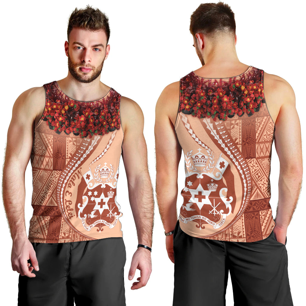 Vintage Tonga Kahoa Heilala Flower Men Tank Top LT9 - Polynesian Pride