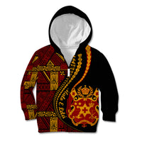 Vintage Tonga Malo E Lelei Ngatu Pattern Kid Hoodie LT9 Zip Hoodie Red - Polynesian Pride