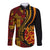 Vintage Tonga Malo E Lelei Ngatu Pattern Long Sleeve Button Shirt LT9 Unisex Red - Polynesian Pride