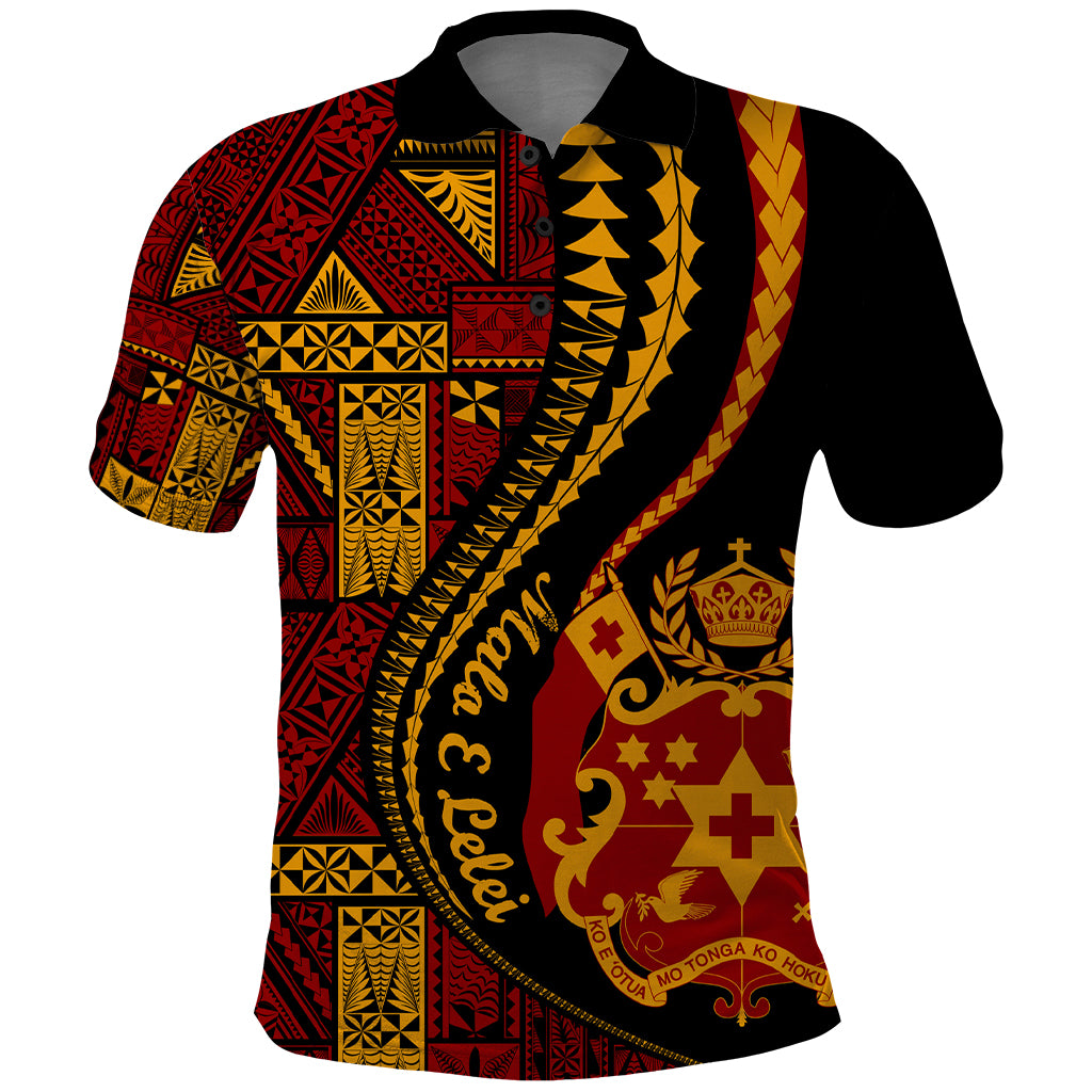 Vintage Tonga Malo E Lelei Ngatu Pattern Polo Shirt LT9 Red - Polynesian Pride