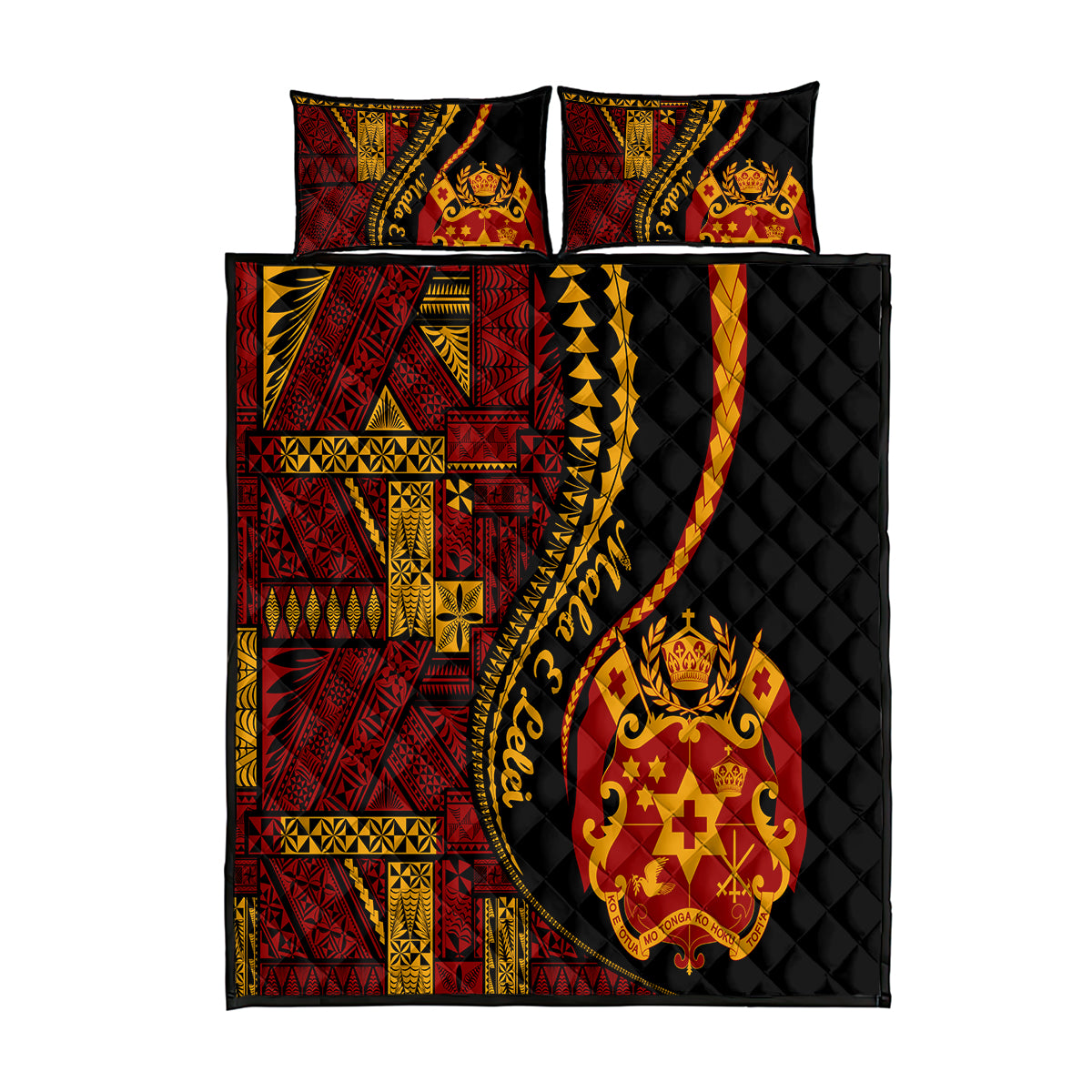 Vintage Tonga Malo E Lelei Ngatu Pattern Quilt Bed Set LT9 Red - Polynesian Pride