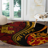 Vintage Tonga Malo E Lelei Ngatu Pattern Round Carpet LT9 - Polynesian Pride