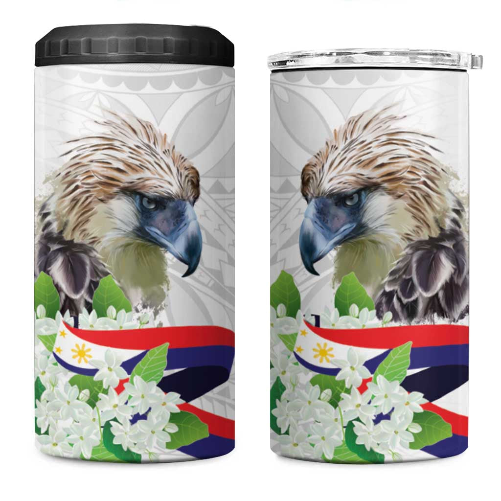 Philippines Eagle and Sampaguita Flowers 4 in 1 Can Cooler Tumbler Polynesian Pattern LT9 One Size: 16 oz White - Polynesian Pride