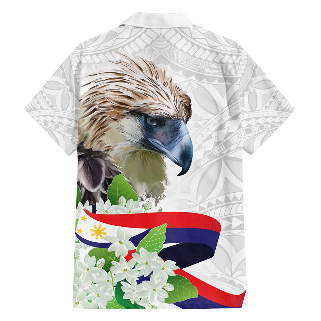 Philippines Eagle and Sampaguita Flowers Family Matching Puletasi and Hawaiian Shirt Polynesian Pattern