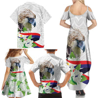 Philippines Eagle and Sampaguita Flowers Family Matching Summer Maxi Dress and Hawaiian Shirt Polynesian Pattern