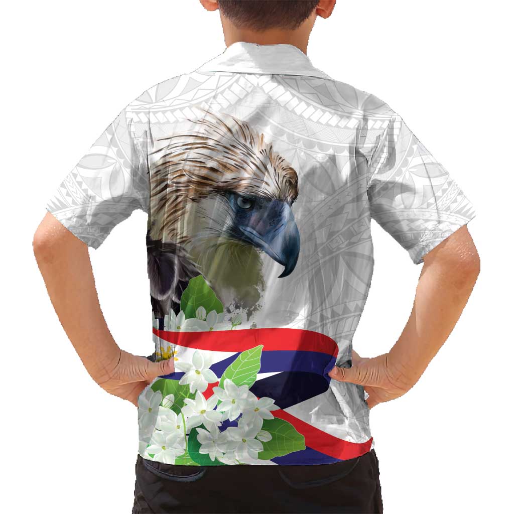 Philippines Eagle and Sampaguita Flowers Family Matching Tank Maxi Dress and Hawaiian Shirt Polynesian Pattern LT9 - Polynesian Pride