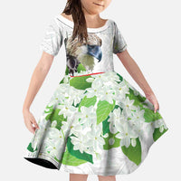 Philippines Eagle and Sampaguita Flowers Family Matching Tank Maxi Dress and Hawaiian Shirt Polynesian Pattern LT9 Daughter's Dress White - Polynesian Pride