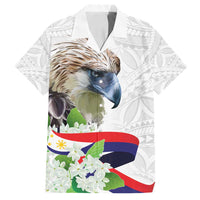 Philippines Eagle and Sampaguita Flowers Family Matching Tank Maxi Dress and Hawaiian Shirt Polynesian Pattern LT9 Dad's Shirt - Short Sleeve White - Polynesian Pride