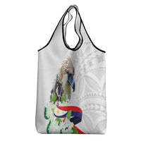 Philippines Eagle and Sampaguita Flowers Grocery Bag Polynesian Pattern