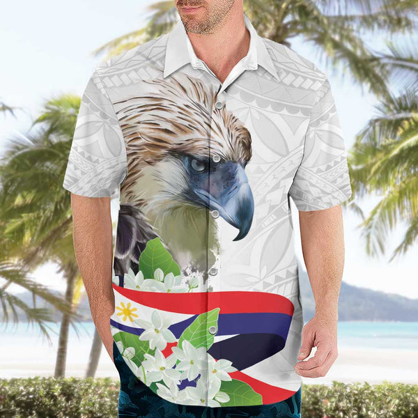 Custom Philippines Filipinos Hawaiian Shirt Polynesian Three Flowers Spirit Sage Green