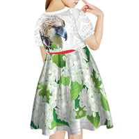 Philippines Eagle and Sampaguita Flowers Kid Short Sleeve Dress Polynesian Pattern