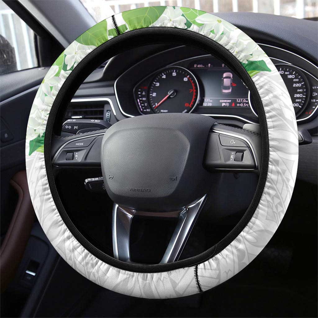 Philippines Eagle and Sampaguita Flowers Steering Wheel Cover Polynesian Pattern LT9 - Polynesian Pride