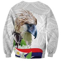 Philippines Eagle and Sampaguita Flowers Sweatshirt Polynesian Pattern