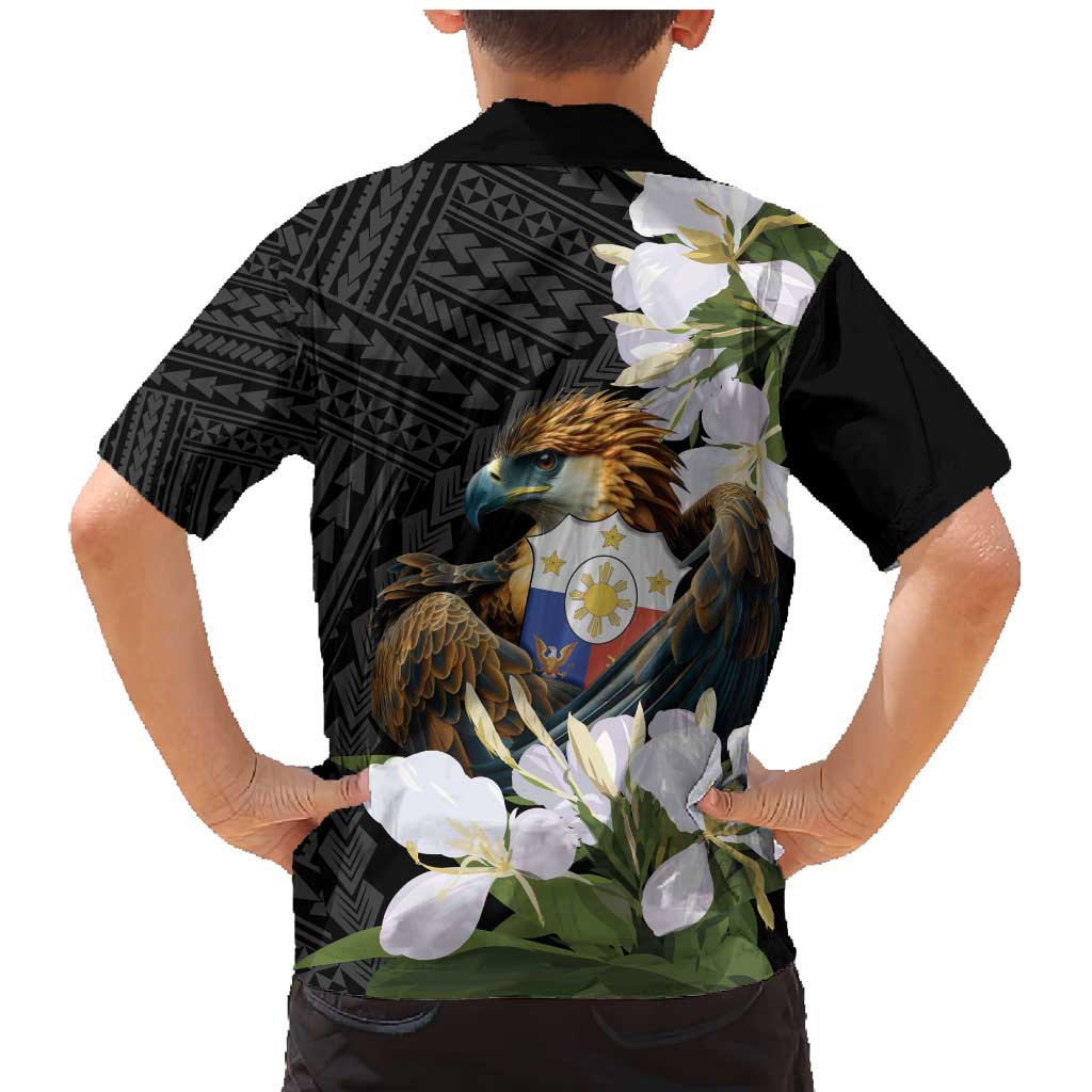 Philippines Eagle with Coat Of Arm Family Matching Mermaid Dress and Hawaiian Shirt Simple Sampaguita Jasmine
