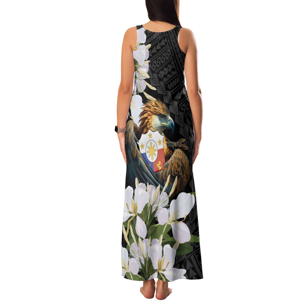 Philippines Eagle with Coat Of Arm Family Matching Tank Maxi Dress and Hawaiian Shirt Simple Sampaguita Jasmine