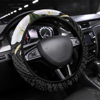 Philippines Eagle with Coat Of Arm Steering Wheel Cover Simple Sampaguita Jasmine LT9 Universal Fit Black - Polynesian Pride
