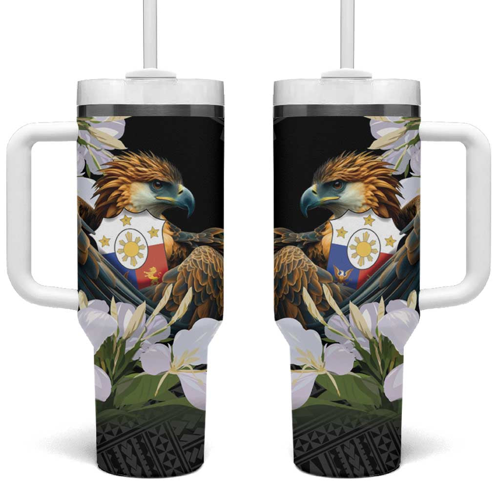 Philippines Eagle with Coat Of Arm Tumbler With Handle Simple Sampaguita Jasmine LT9
