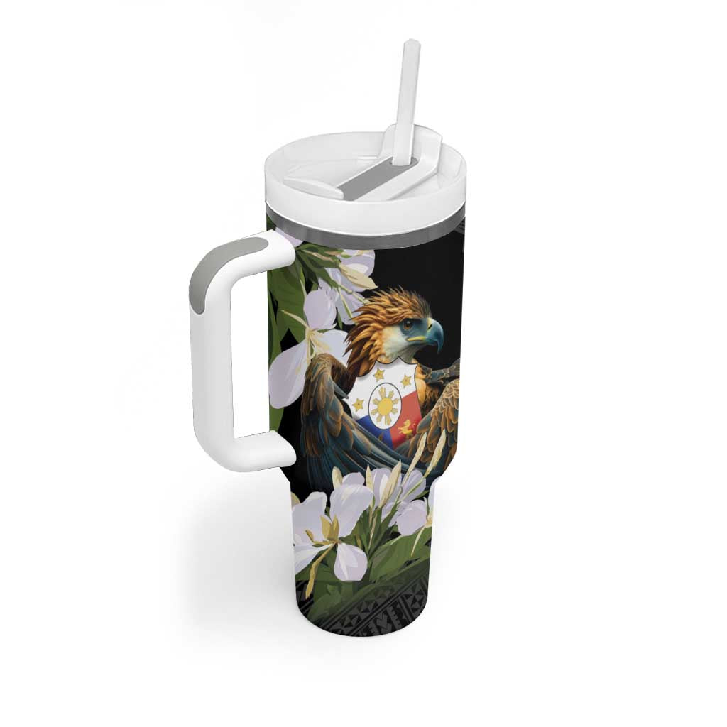 Philippines Eagle with Coat Of Arm Tumbler With Handle Simple Sampaguita Jasmine LT9