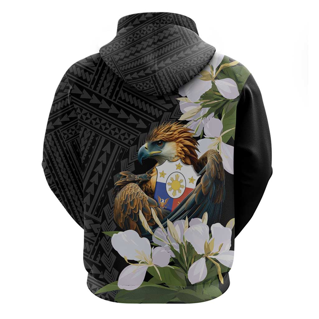 Philippines Eagle with Coat Of Arm Zip Hoodie Simple Sampaguita Jasmine