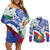 Philippines Flag Couples Matching Off Shoulder Short Dress and Long Sleeve Button Shirt Sampaguita Jasmine with Polynesian Tribal