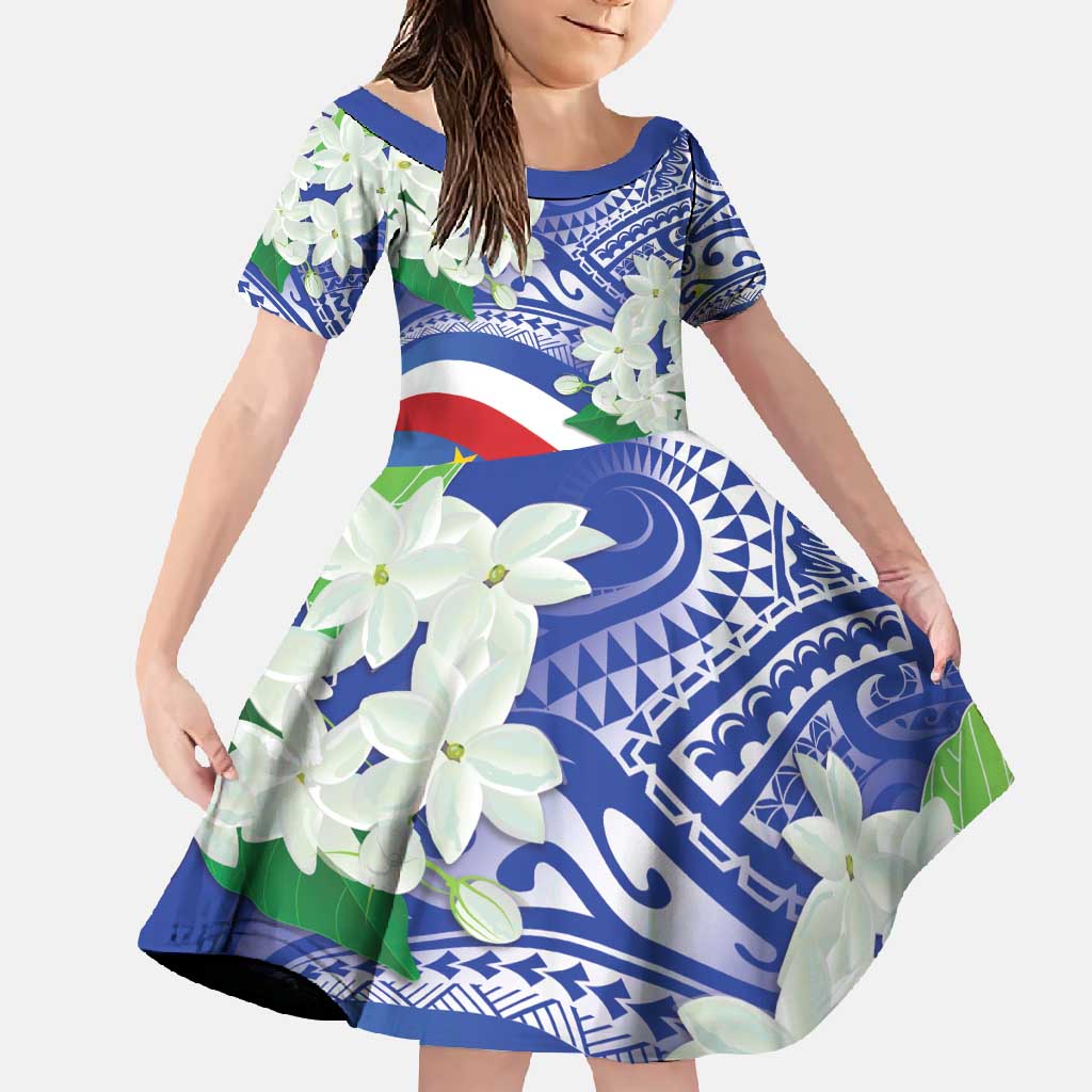 Philippines Flag Family Matching Short Sleeve Bodycon Dress and Hawaiian Shirt Sampaguita Jasmine with Polynesian Tribal