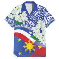 Philippines Flag Family Matching Tank Maxi Dress and Hawaiian Shirt Sampaguita Jasmine with Polynesian Tribal