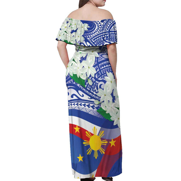 Philippines Flag Off Shoulder Maxi Dress Sampaguita Jasmine with ...