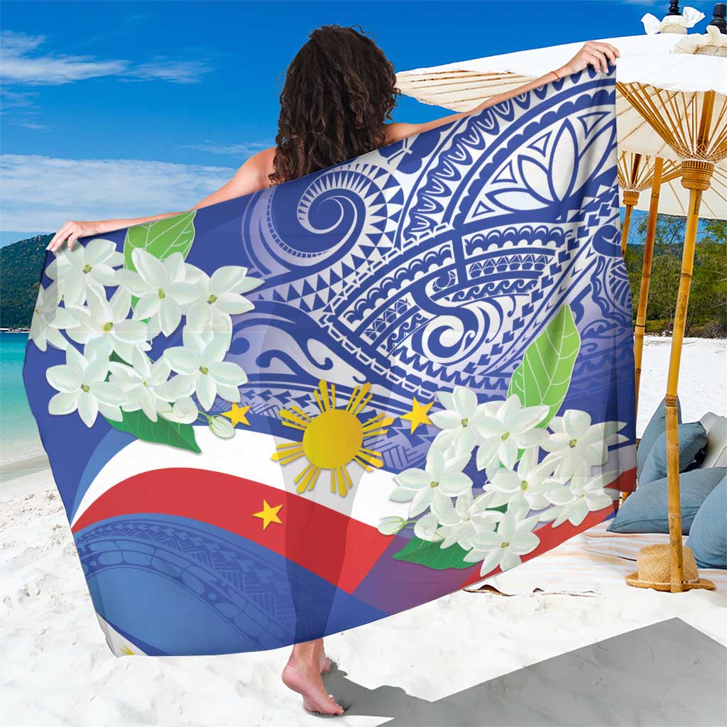 Philippines Flag Sarong Sampaguita Jasmine with Polynesian Tribal LT9 One Size 44 x 66 inches Blue - Polynesian Pride