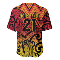 New Zealand Rangatira Custom Baseball Jersey Red and Gold Niho Taniwha Maori Tribal