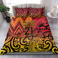 New Zealand Rangatira Custom Bedding Set Red and Gold Niho Taniwha Maori Tribal