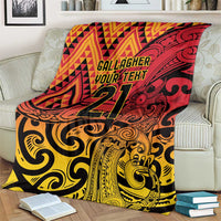 New Zealand Rangatira Custom Blanket Red and Gold Niho Taniwha Maori Tribal