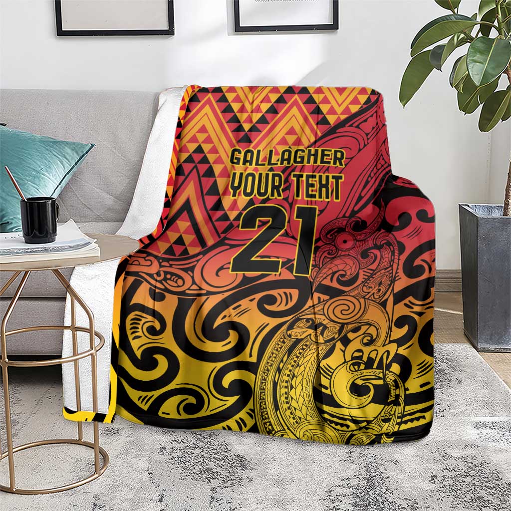 New Zealand Rangatira Custom Blanket Red and Gold Niho Taniwha Maori Tribal