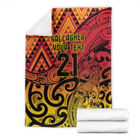 New Zealand Rangatira Custom Blanket Red and Gold Niho Taniwha Maori Tribal