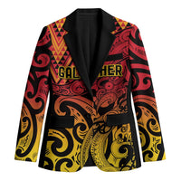 New Zealand Rangatira Custom Blazer Red and Gold Niho Taniwha Maori Tribal - Polynesian Pride