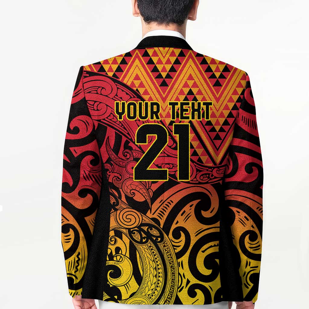 New Zealand Rangatira Custom Blazer Red and Gold Niho Taniwha Maori Tribal - Polynesian Pride