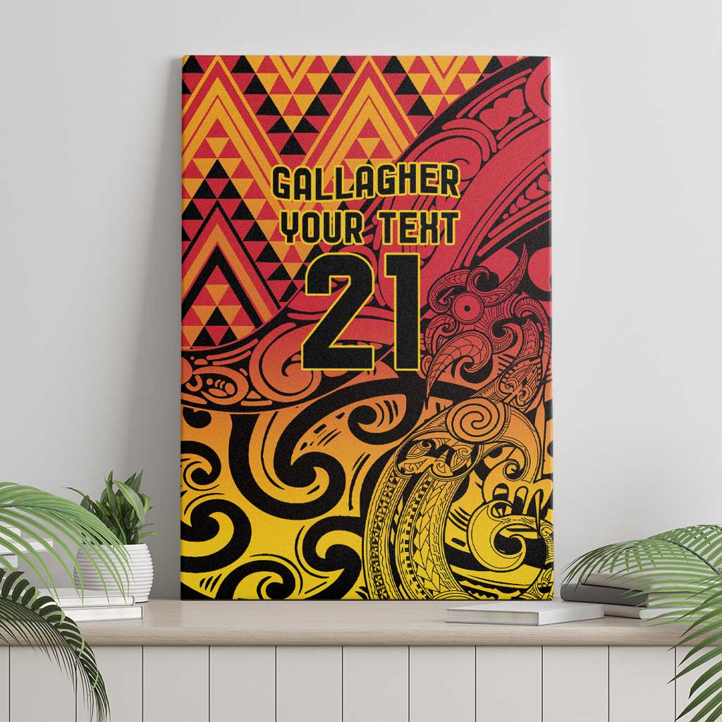 New Zealand Rangatira Custom Canvas Wall Art Red and Gold Niho Taniwha Maori Tribal