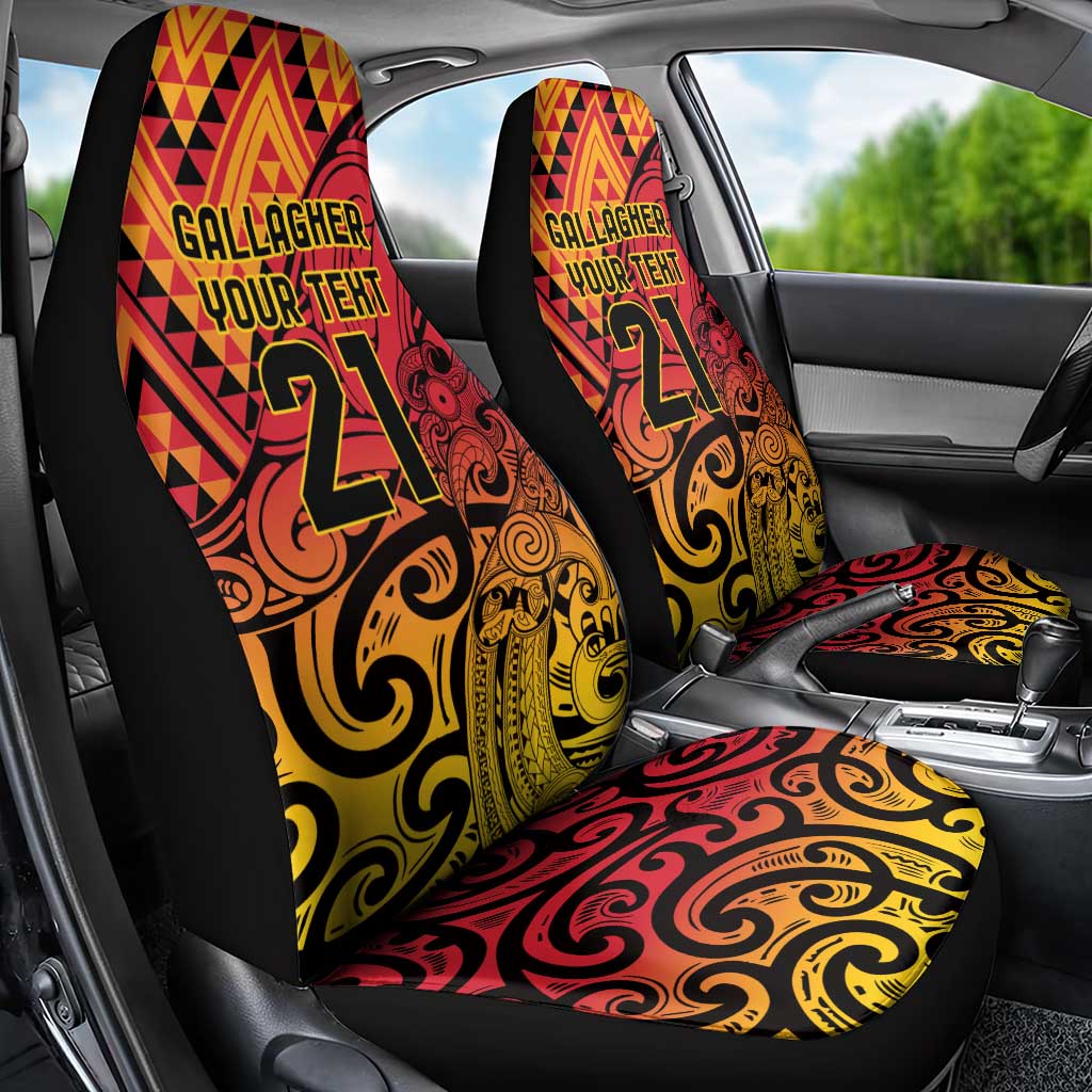 New Zealand Rangatira Custom Car Seat Cover Red and Gold Niho Taniwha Maori Tribal