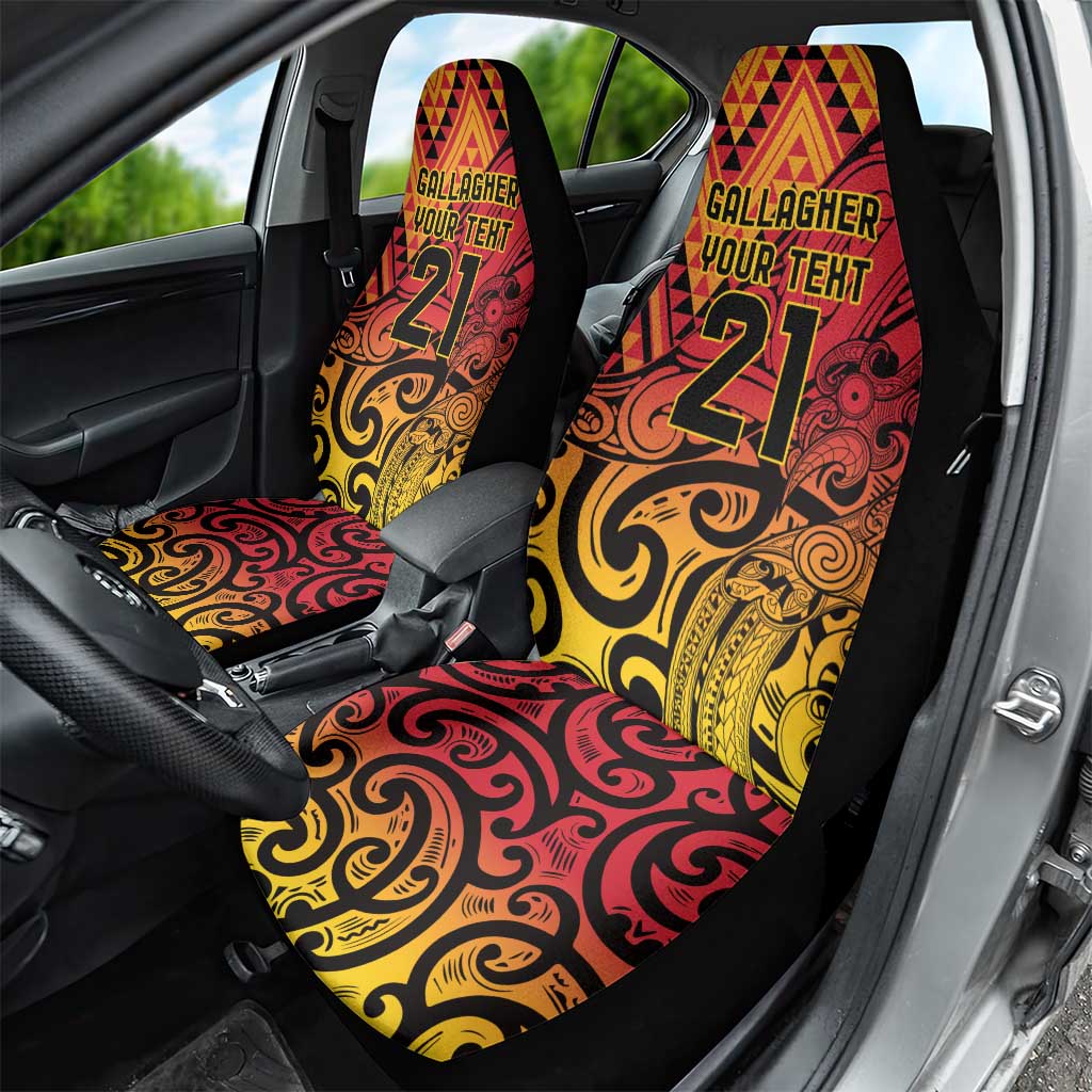 New Zealand Rangatira Custom Car Seat Cover Red and Gold Niho Taniwha Maori Tribal