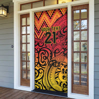 New Zealand Rangatira Custom Door Cover Red and Gold Niho Taniwha Maori Tribal - Polynesian Pride
