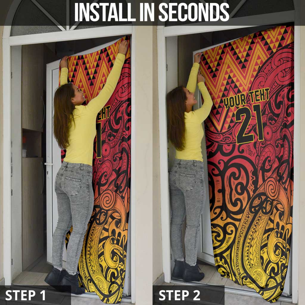 New Zealand Rangatira Custom Door Cover Red and Gold Niho Taniwha Maori Tribal - Polynesian Pride