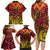 New Zealand Rangatira Custom Family Matching Long Sleeve Bodycon Dress and Hawaiian Shirt Red and Gold Niho Taniwha Maori Tribal