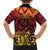 New Zealand Rangatira Custom Family Matching Off The Shoulder Long Sleeve Dress and Hawaiian Shirt Red and Gold Niho Taniwha Maori Tribal