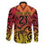 New Zealand Rangatira Custom Family Matching Off Shoulder Short Dress and Hawaiian Shirt Red and Gold Niho Taniwha Maori Tribal