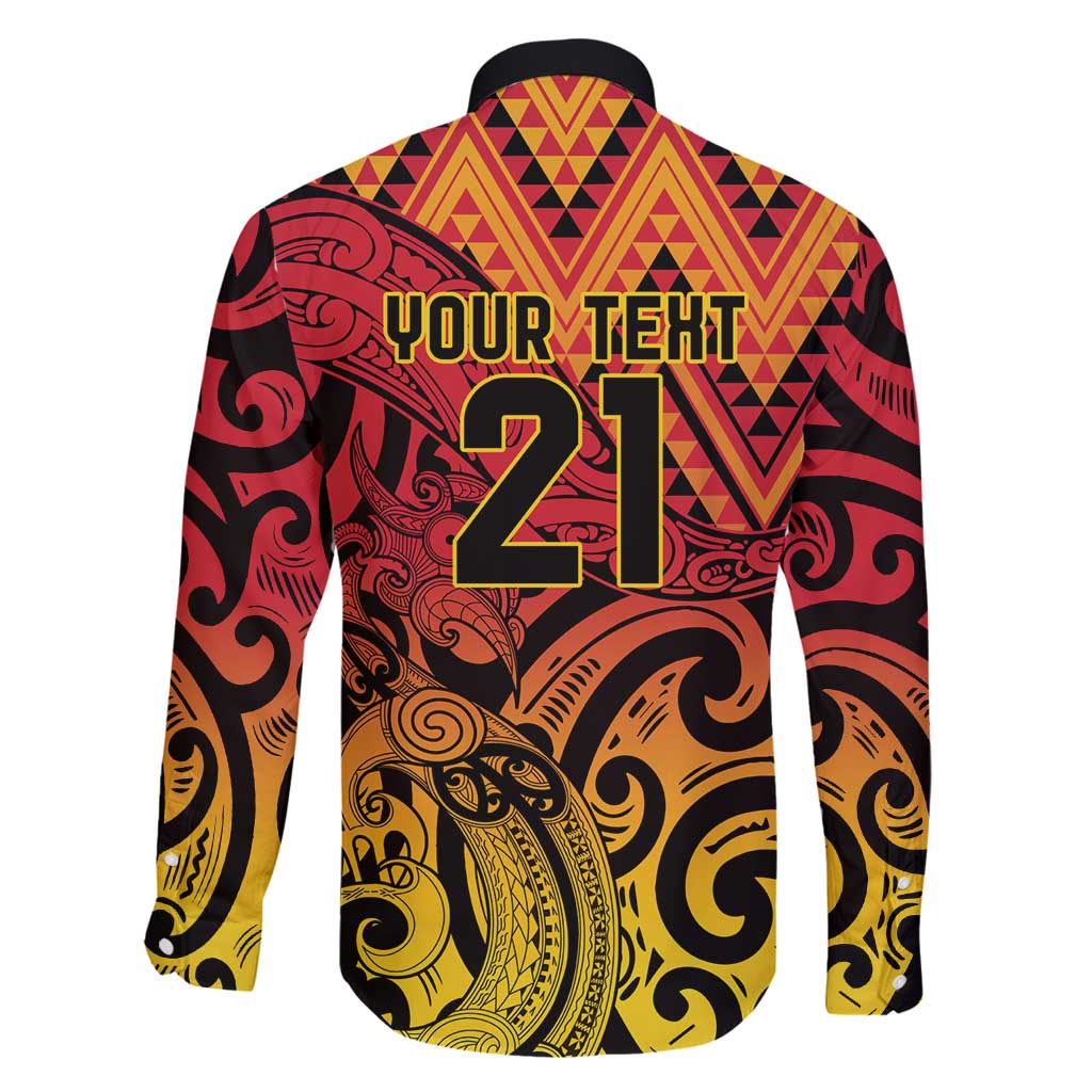 New Zealand Rangatira Custom Family Matching Puletasi and Hawaiian Shirt Red and Gold Niho Taniwha Maori Tribal