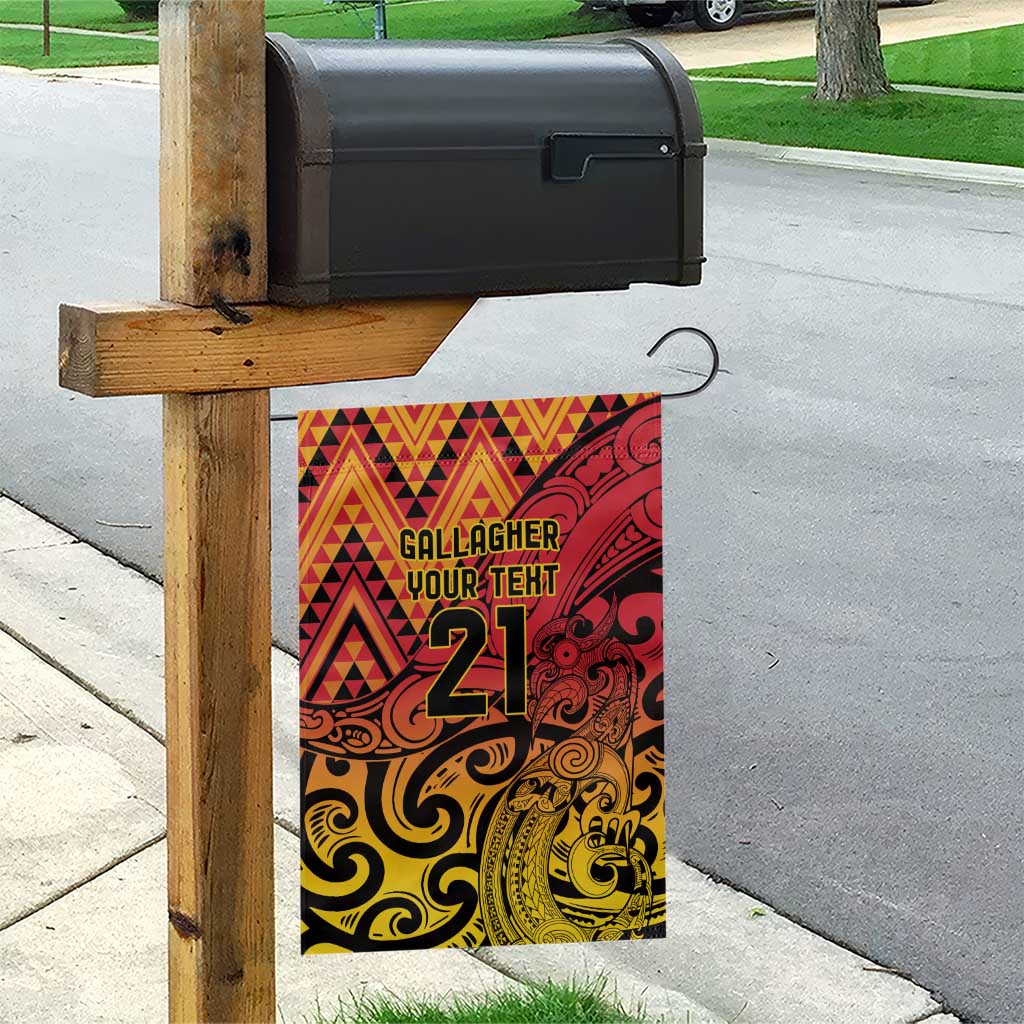 New Zealand Rangatira Custom Garden Flag Red and Gold Niho Taniwha Maori Tribal