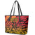 New Zealand Rangatira Custom Leather Tote Bag Red and Gold Niho Taniwha Maori Tribal
