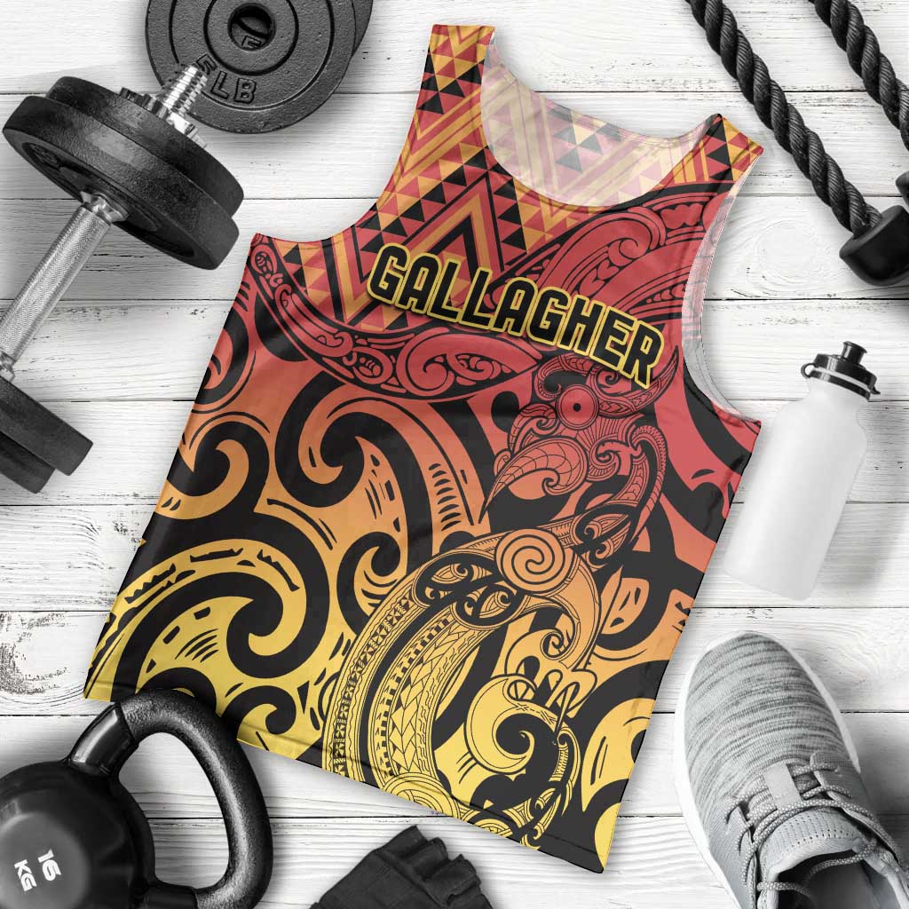 New Zealand Rangatira Custom Men Tank Top Red and Gold Niho Taniwha Maori Tribal